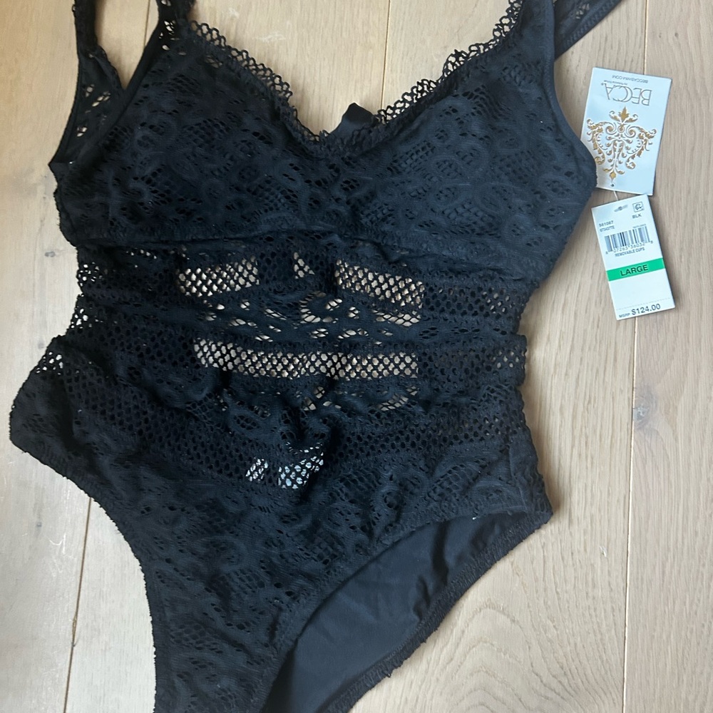 Black Lace One-Piece Swimsuit